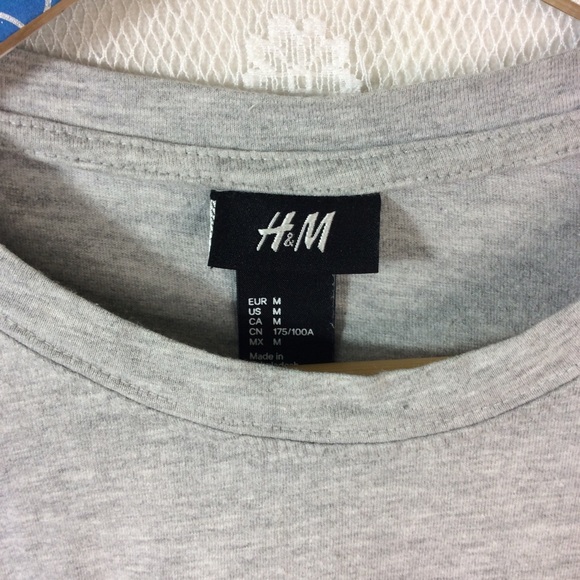 H&M Grey Long Sleeve LA Coordinates Tee Shirt M - Picture 5 of 7